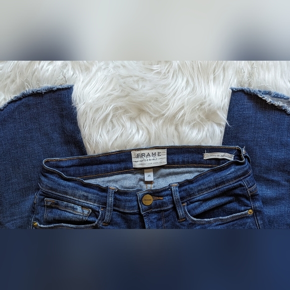 GUC Frame Le Skinny de Jeanne Crop in the York style dark distressed wash frayed - Picture 15 of 16